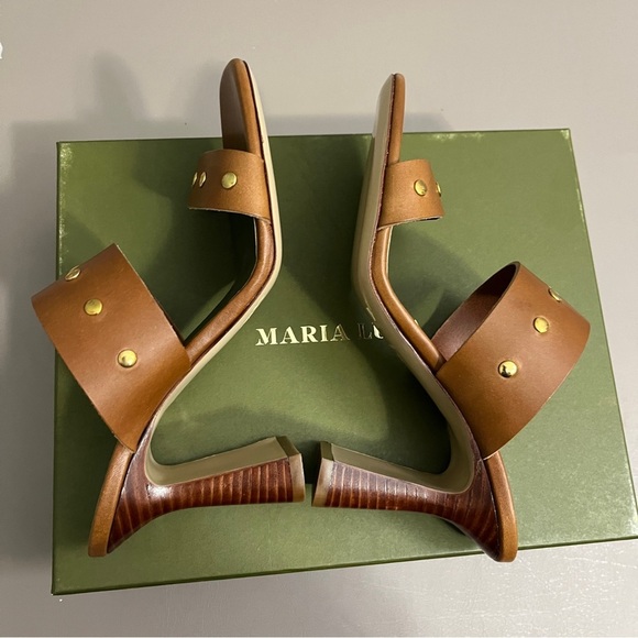 Tuckernuck Maria Luca Ivonne‎ High heel Mule Brown Studded Women's Sandals - Picture 6 of 14